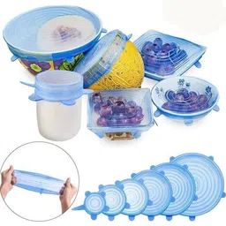 Silicone Stretch Lids Set Suction Lid Multi Size Food Storage Covers For Bowls 8 inch Lid Set, Pack of 6-image-62