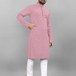almora Men Embellished Cotton Rayon Straight Kurta image 3