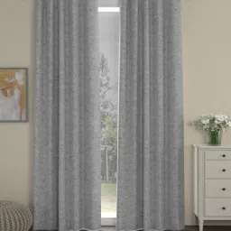 rosarahome Grey Semisheer Polycotton 9 Feet Eyelet Set of 2 Curtains-picture-12