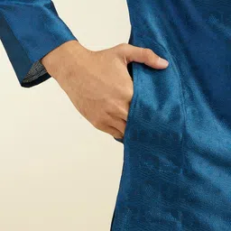 diwas by manyavar Men Self Design Art Silk Straight Kurta image 4