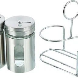 tirth hub Salt & Pepper Set Glass, Stainless Steel image 2
