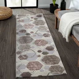 obsessions Brown and Grey Geometric 2x3 Feet Machine Made Runner image 1