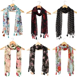 stolevilla Printed Chiffon Women Multicolor Scarf, Stole, Fancy Scarf-picture-32