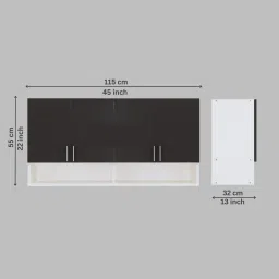 specialitypanels 4 Doors Modular Wall Mounted Kitchen Cabinet with Organizer Shelf in Chiyoda Wange Finish image 3