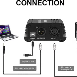 amg music 48V Phantom Power, Audio Interface with USB Cabel, BONUS+XLR 3 Pin Microphone Cable for Any Condenser Microphone Music Recording Equipment microphone set image 3