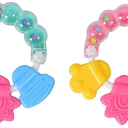 irshyan kidzghar ABY PRODUCTS Natural Silicone Teether for Babies, Non-Toxic Food Grade, BPA-Free Infants, Gel Safe Easy Teething & Chewy Game Toys for 3 Months + Baby's teether and Rattle Multi 2 Pcs Teether-picture-10