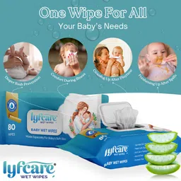 lyfcare Cleansing Baby Wipes with Aloe Vera and Vitamin E, Paraben Free - Lid Pack image 3