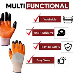 donizard Tiger Multipurpose Heavy Duty Reusable Coated Safety for Industrial Contraction Nitrile, Nylon Safety Gloves image 4