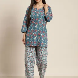 MBeautiful Women Blue & Pink Organic Cotton Printed Night suit-picture-12