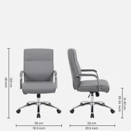 furniturstation Landyn Leatherette Executive Chair in Grey Colour image 2