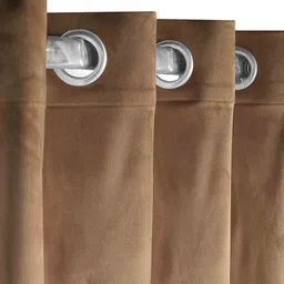 saral home Brown Polyester Solid 9 ft Light Filtering Eyelet Door Curtain image 4