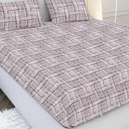 mayfair homes london Mauve Geometric 120 TC Cotton Queen Bedsheet with 2 Pillow Covers image 1