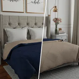 RF RELAXFEEL Grey & Blue Checked Heavy Winter 233 GSM Double Bed Quilt-picture-18