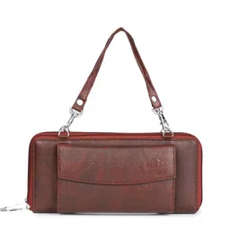 THE CLOWNFISH Brown Structured Handheld Bag with Quilted image 1