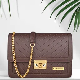 FLYING BERRY Brown PU Structured Sling Bag-picture-17