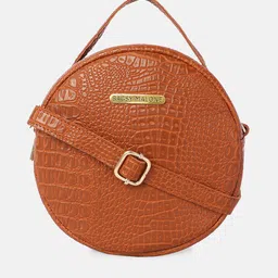 Bagsy Malone Tan Animal Textured PU Structured Sling Bag with Quilted-image-75
