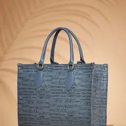 Mast & Harbour Grey Typography Printed Oversized Structured Tote Bag-picture-37