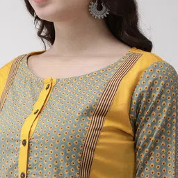 Anouk Green Abstract Printed Pure Cotton Straight Kurta image 2
