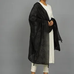 HANDICRAFT PALACE Paisley Sequinned Embroidered Dupatta image 3