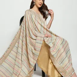 Dupatta Bazaar Green & Gold-Toned Embroidered Dupatta with Sequinned image 2