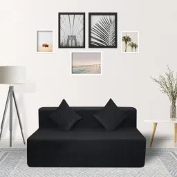 seventh heaven Relax King 8 Inch PU Foam (72x60) 2 Seater Sofa Cum Mattress In Black Colour image 1