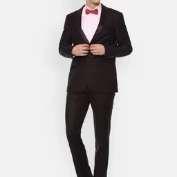 Van Heusen Men Black & Burgundy Self-Design Single-Breasted Slim-Fit 2-Piece Suit-picture-30