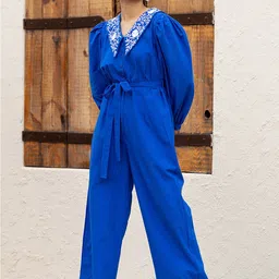 Ambraee Waist Tie-Ups Cotton Basic Jumpsuit-picture-18