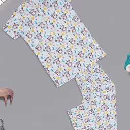BAESD Kids Graphic Printed Lapel Collar Pure Cotton Night suit-picture-16