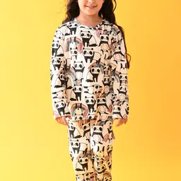 Anthrilo Girls White & Black Printed Night suit-picture-34