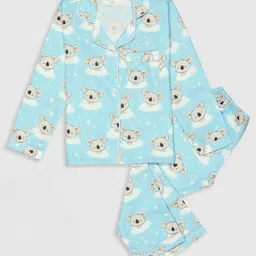 Pyjama Party Kids Conversational Printed Cuban Collar Night suit-picture-25