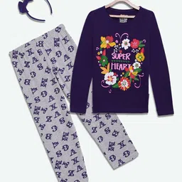 SINI MINI Girls 2 Pieces Floral Printed Night Suit-picture-40