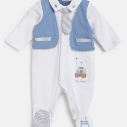 Chicco Infant Boys Printed Shirt Collar Sleepsuit-image-74