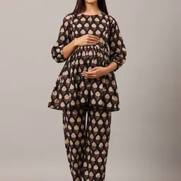 Ikk Kudi by Seerat Women Floral Printed Pure Cotton Night suit-image-22
