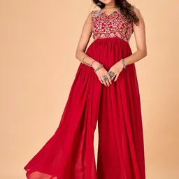 flaher Embroidered Georgette Maxi Dress-picture-14