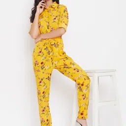 Uptownie Lite Women Yellow Printed Crepe Roll Up Jumpsuit image 1