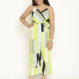 Stuffie Land Girls Striped Shoulder Straps Waist Tie-Ups Basic Jumpsuit-picture-13