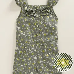 KiddoPanti Girls Printed Pure Cotton Sleeveless Playsuit-picture-10