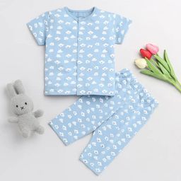 clt.s Clt s Unisex Kids Blue Printed Pure Cotton Night suit-picture-39