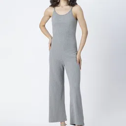 Moomaya Ribbed Shoulder Straps Cotton Basic Jumpsuit image 3