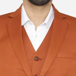 Wintage Men Orange Solid Single-Breasted Regular Fit Party Suit image 4