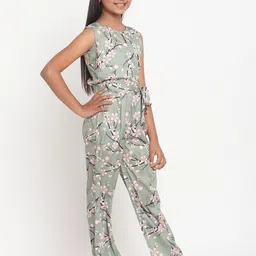 Stuffie Land Girls Green & Red Printed Basic Jumpsuit image 2