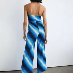 WAREHOUSE Halter Neck Striped Basic Jumpsuit image 2