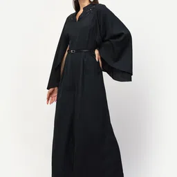 BLANC9 Navy Blue Sequins Embellished Belted Party Basic Jumpsuit image 3