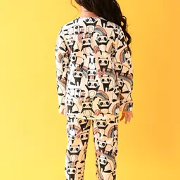 Anthrilo Girls White & Black Printed Night suit image 3