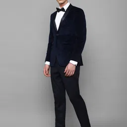 Allen Solly Men Self-Design Two Piece Slim-Fit Single-Breasted Party Suit image 3