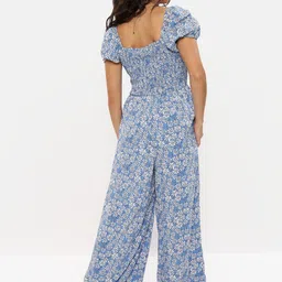 AMERICAN EAGLE OUTFITTERS Floral Printed Square Neck Smocked Puff Sleeve Basic Jumpsuit image 4