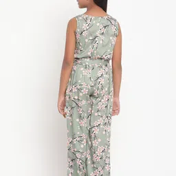 Stuffie Land Girls Green & Red Printed Basic Jumpsuit image 5