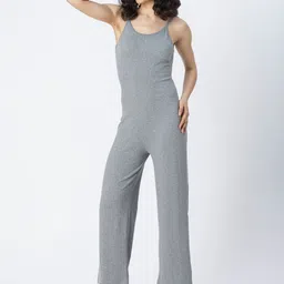 Moomaya Ribbed Shoulder Straps Cotton Basic Jumpsuit image 5