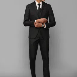 Allen Solly Men Black & Brown Checked Single-Breasted Two-Piece Suit image 2