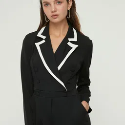 Trendyol Notched Lapel Collar Long Sleeves Basic Jumpsuit image 3
